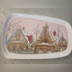 Grace Pink and White Village Scene Snack Tray